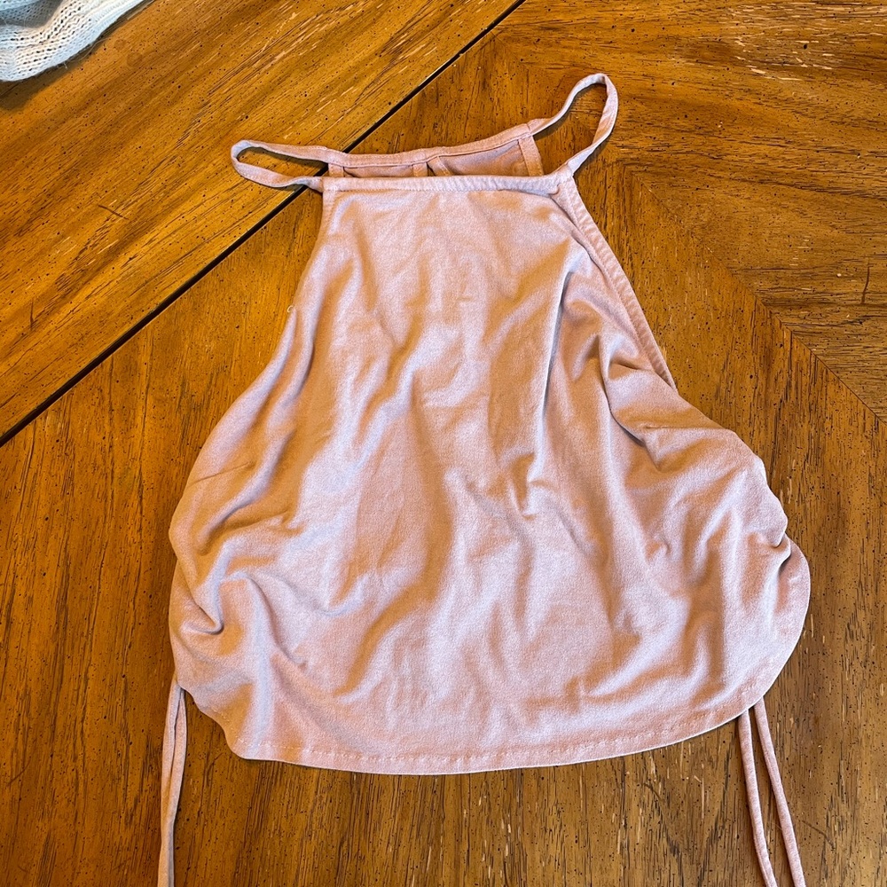 Pink, side tie halter top
